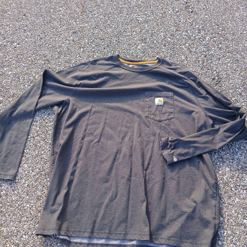 Carhartt Shirt Mens 2XL Gray Long Sleeve Pocket Relaxed Fit Workwear Tee